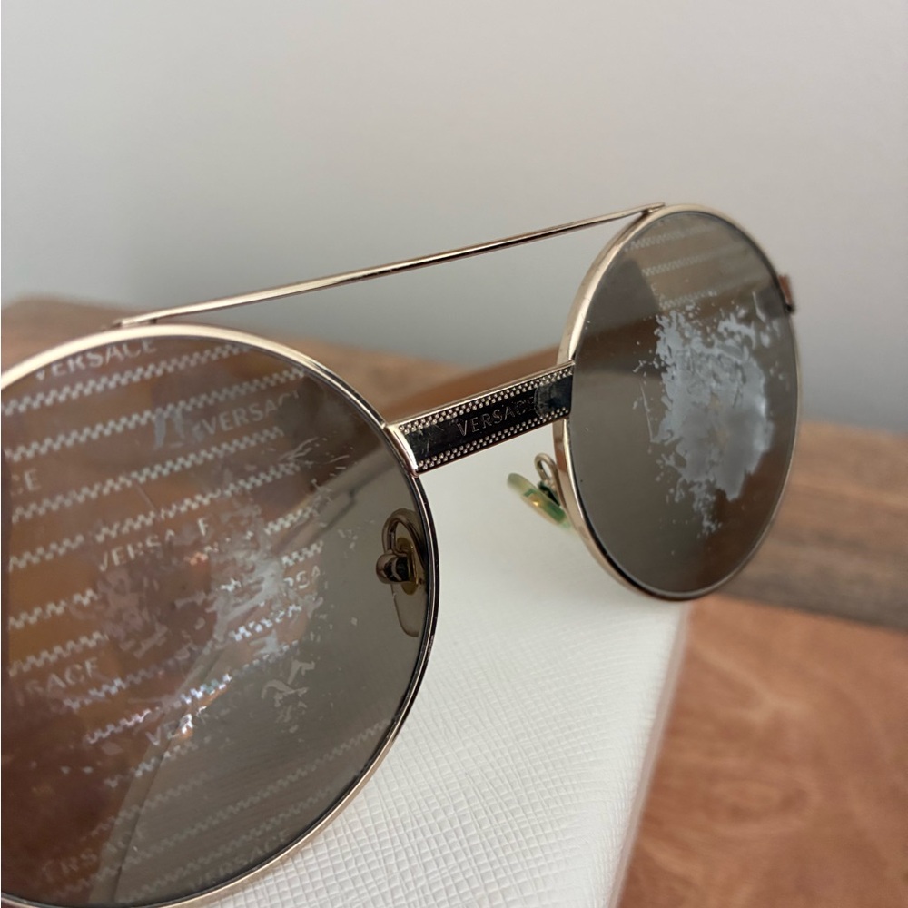 Versace Rose Gold Frame Sunglasses - Brown Temples - Picture 5 of 8